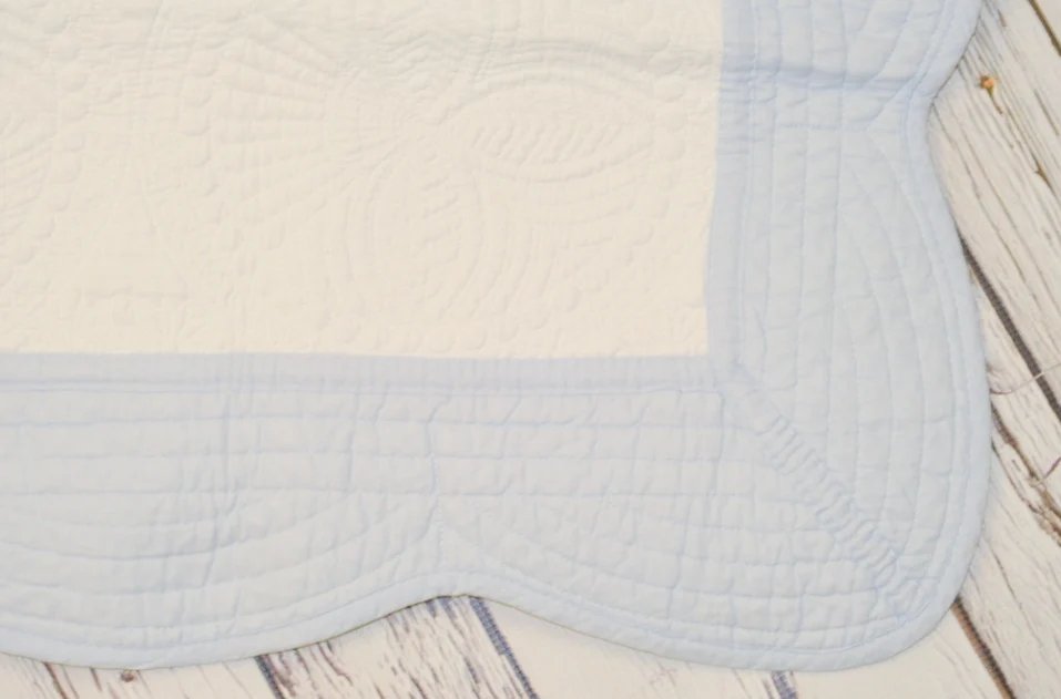 Zsa Zsa & LoLLi - Blue Monogram Quilt White and Baby Blue